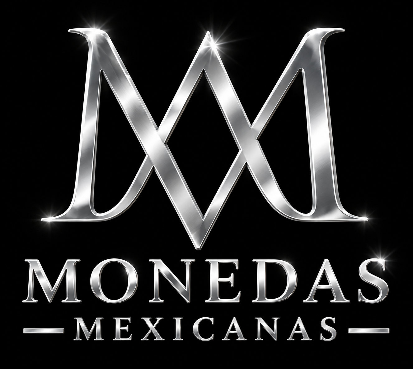 Logotipo cromado de Monedas Mexicanas